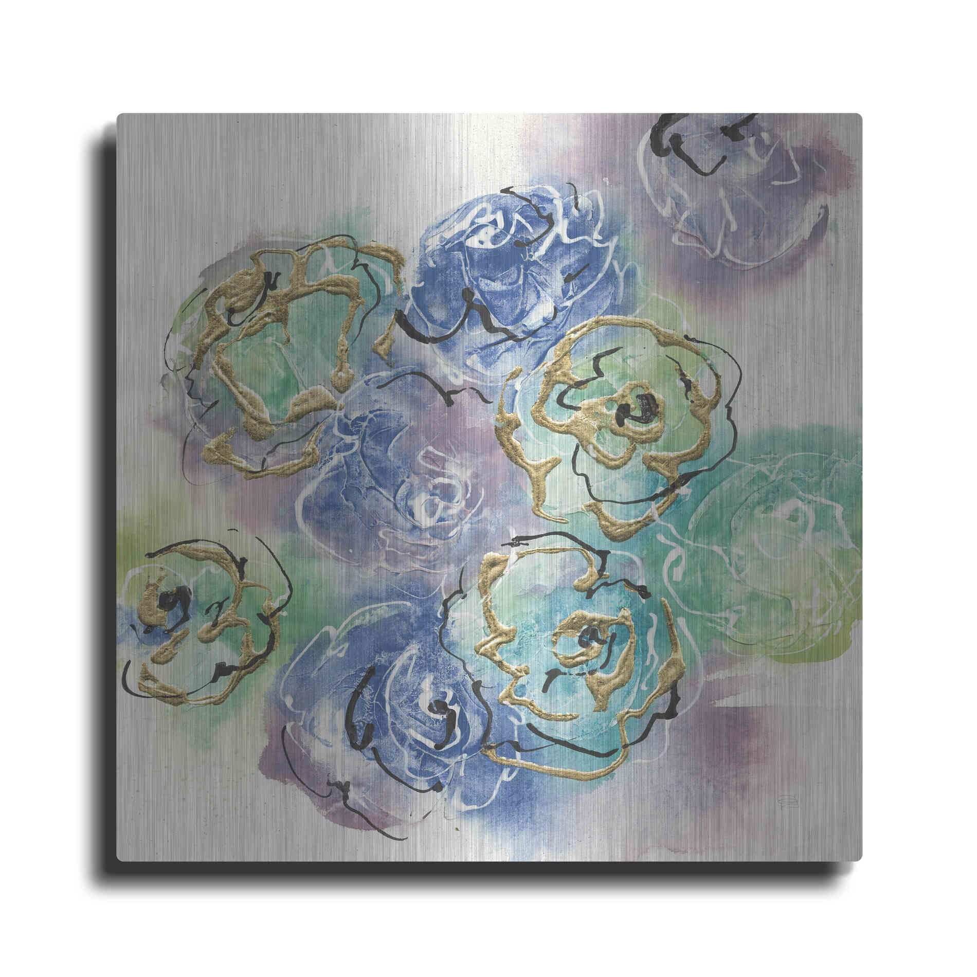 Luxe Metal Art 'Gold Edged Roses I' by Chris Paschke, Metal Wall Art