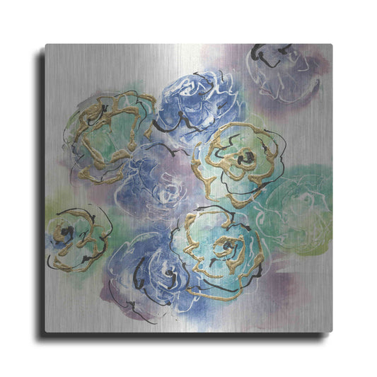 Luxe Metal Art 'Gold Edged Roses I' by Chris Paschke, Metal Wall Art