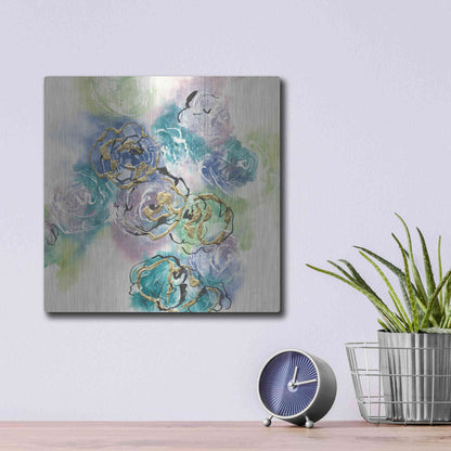 Luxe Metal Art 'Gold Edged Roses II' by Chris Paschke, Metal Wall Art,12x12