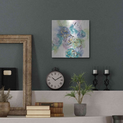 Luxe Metal Art 'Gold Edged Roses II' by Chris Paschke, Metal Wall Art,12x12