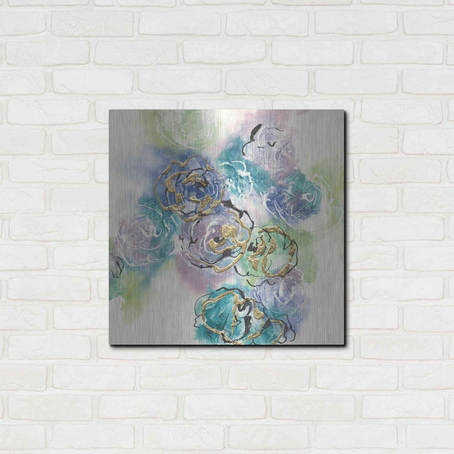 Luxe Metal Art 'Gold Edged Roses II' by Chris Paschke, Metal Wall Art,24x24