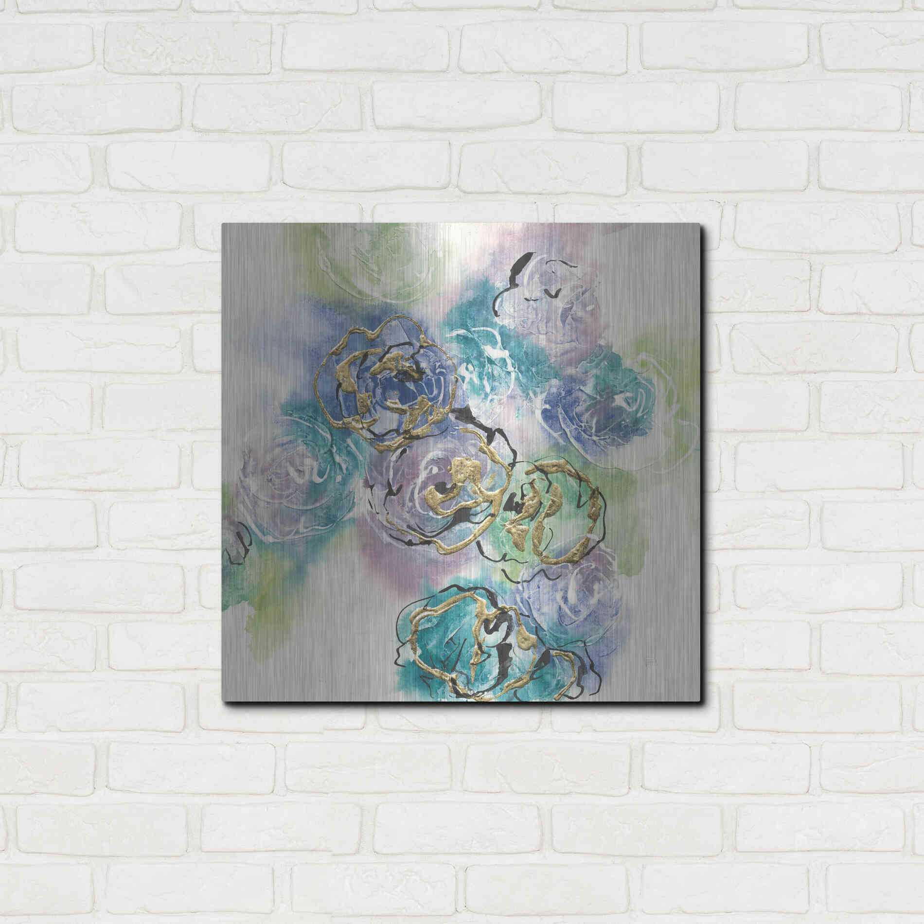 Luxe Metal Art 'Gold Edged Roses II' by Chris Paschke, Metal Wall Art,24x24