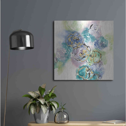 Luxe Metal Art 'Gold Edged Roses II' by Chris Paschke, Metal Wall Art,24x24