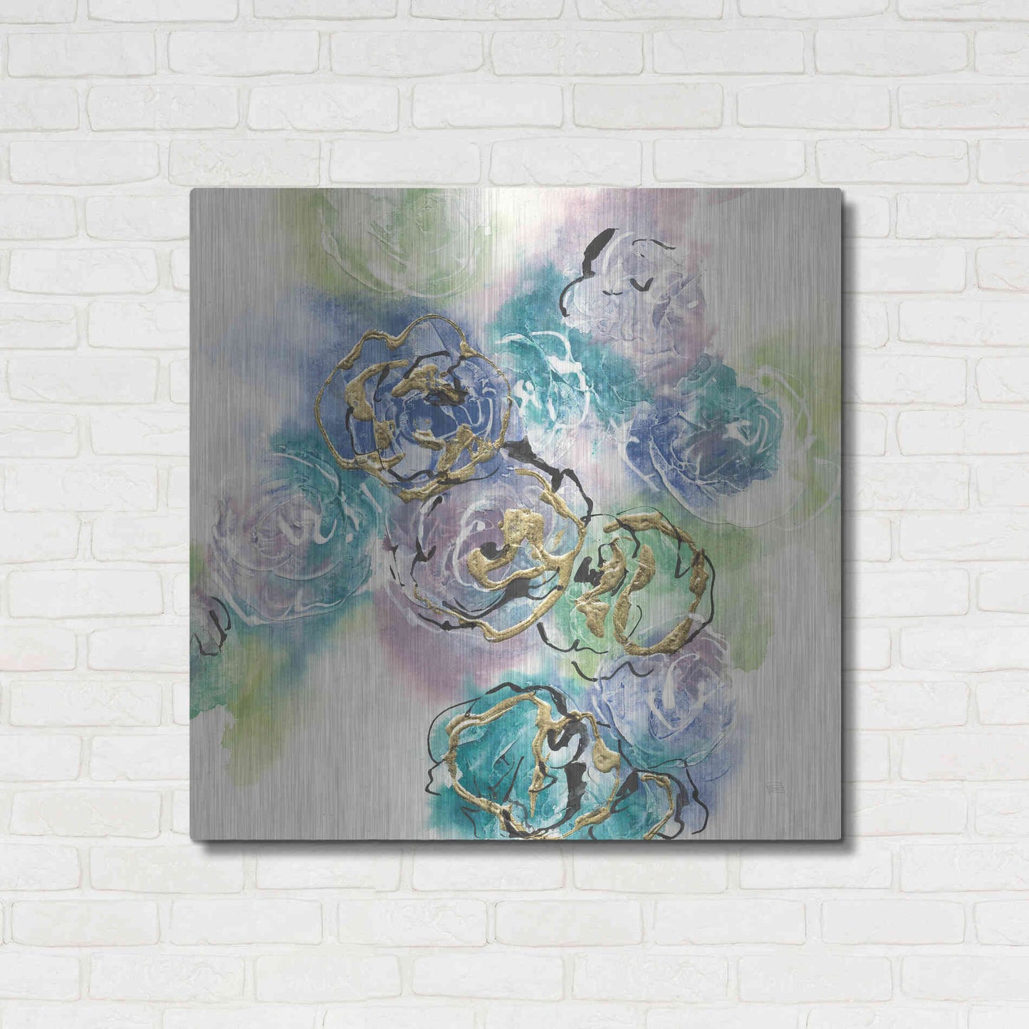 Luxe Metal Art 'Gold Edged Roses II' by Chris Paschke, Metal Wall Art,36x36