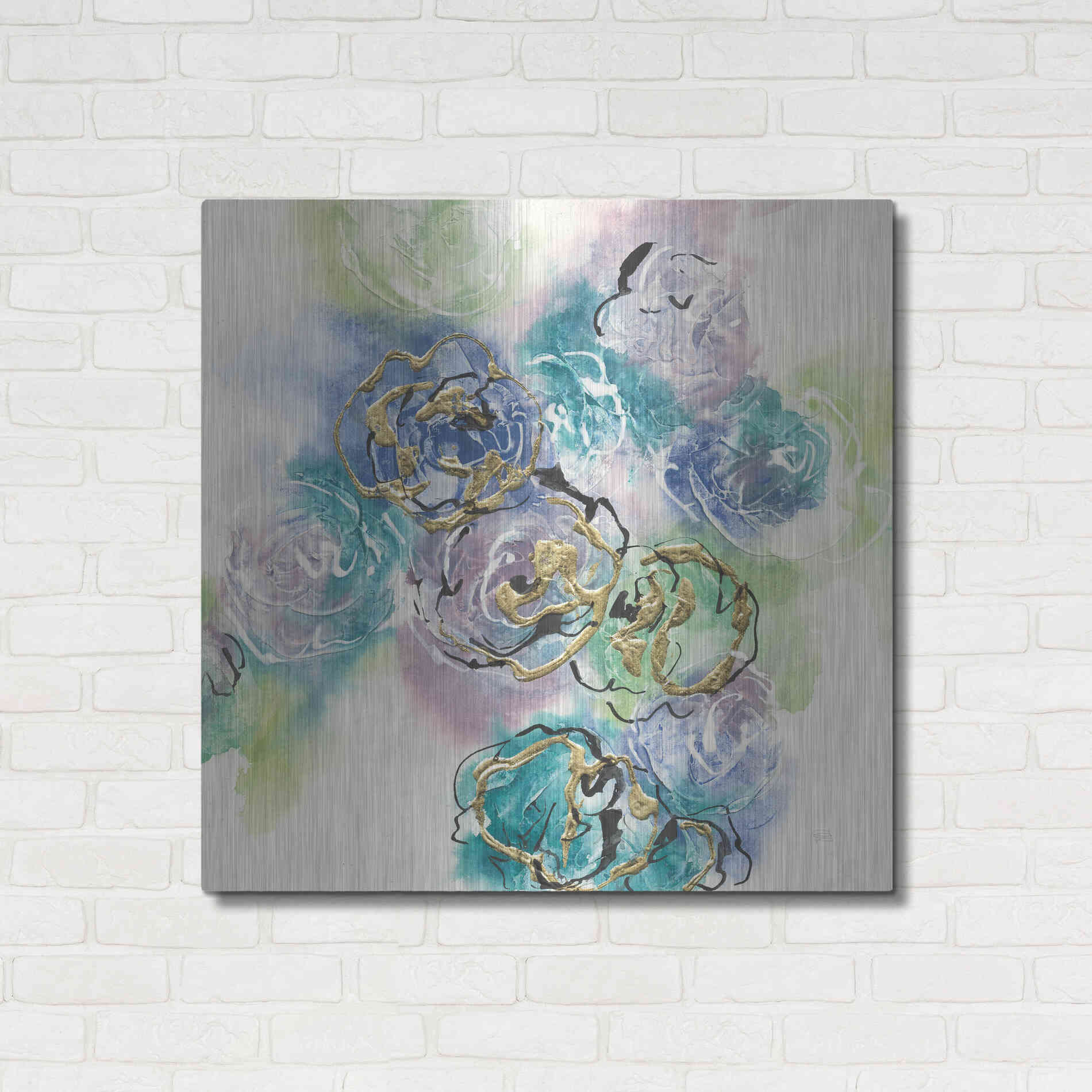 Luxe Metal Art 'Gold Edged Roses II' by Chris Paschke, Metal Wall Art,36x36