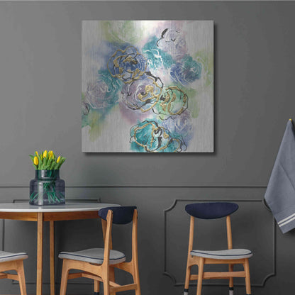 Luxe Metal Art 'Gold Edged Roses II' by Chris Paschke, Metal Wall Art,36x36