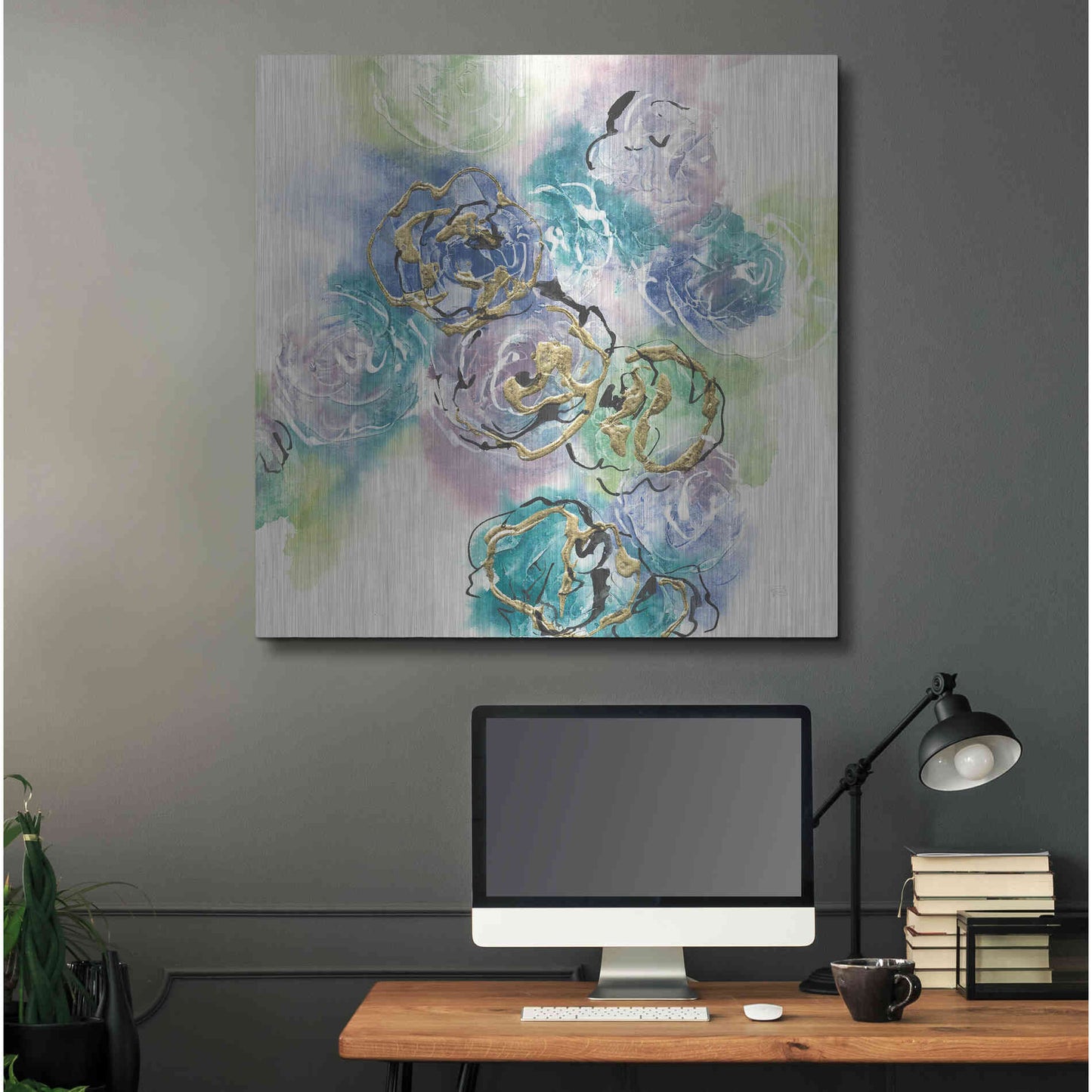 Luxe Metal Art 'Gold Edged Roses II' by Chris Paschke, Metal Wall Art,36x36