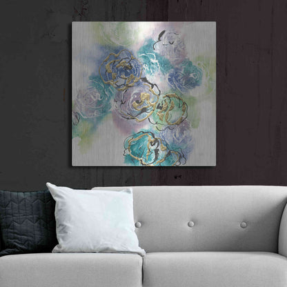 Luxe Metal Art 'Gold Edged Roses II' by Chris Paschke, Metal Wall Art,36x36