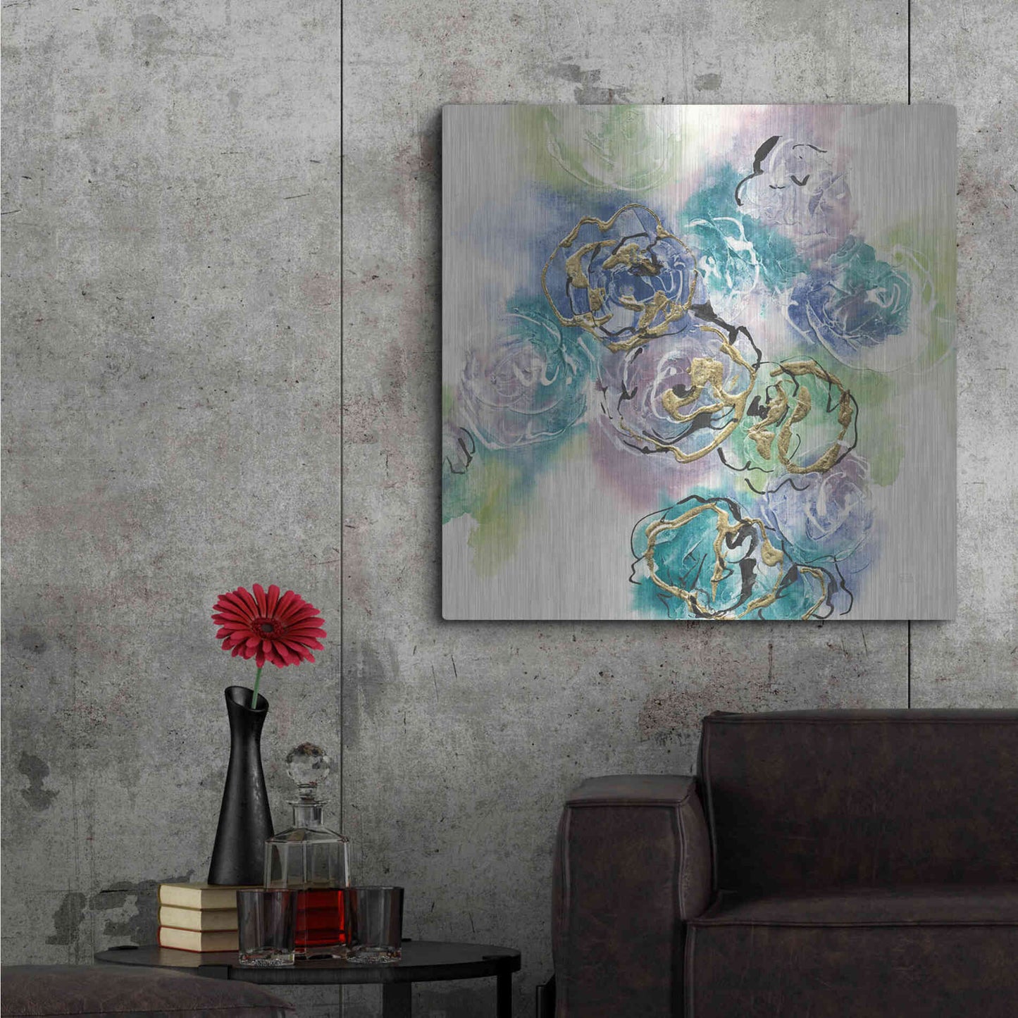 Luxe Metal Art 'Gold Edged Roses II' by Chris Paschke, Metal Wall Art,36x36