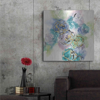 Luxe Metal Art 'Gold Edged Roses II' by Chris Paschke, Metal Wall Art,36x36