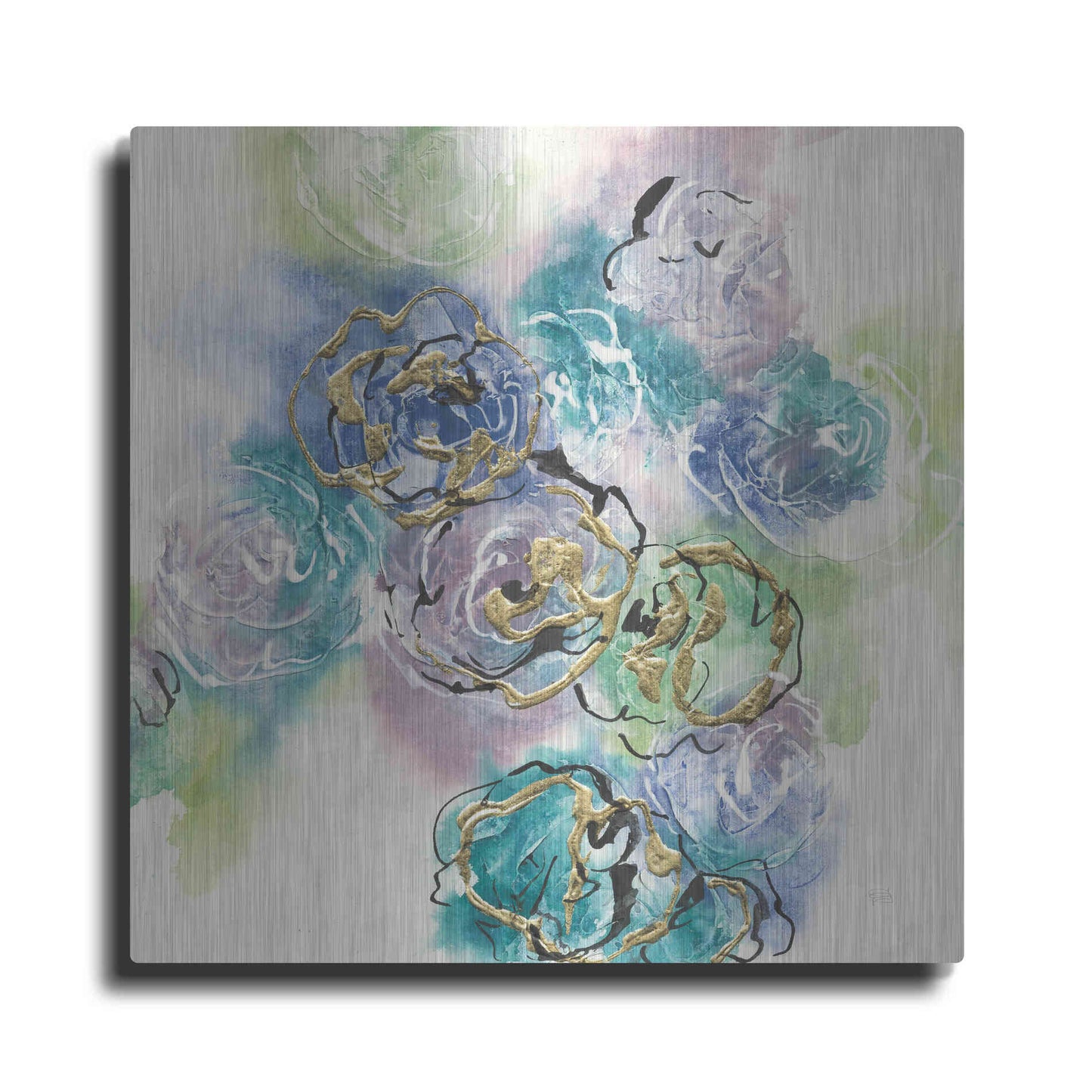 Luxe Metal Art 'Gold Edged Roses II' by Chris Paschke, Metal Wall Art