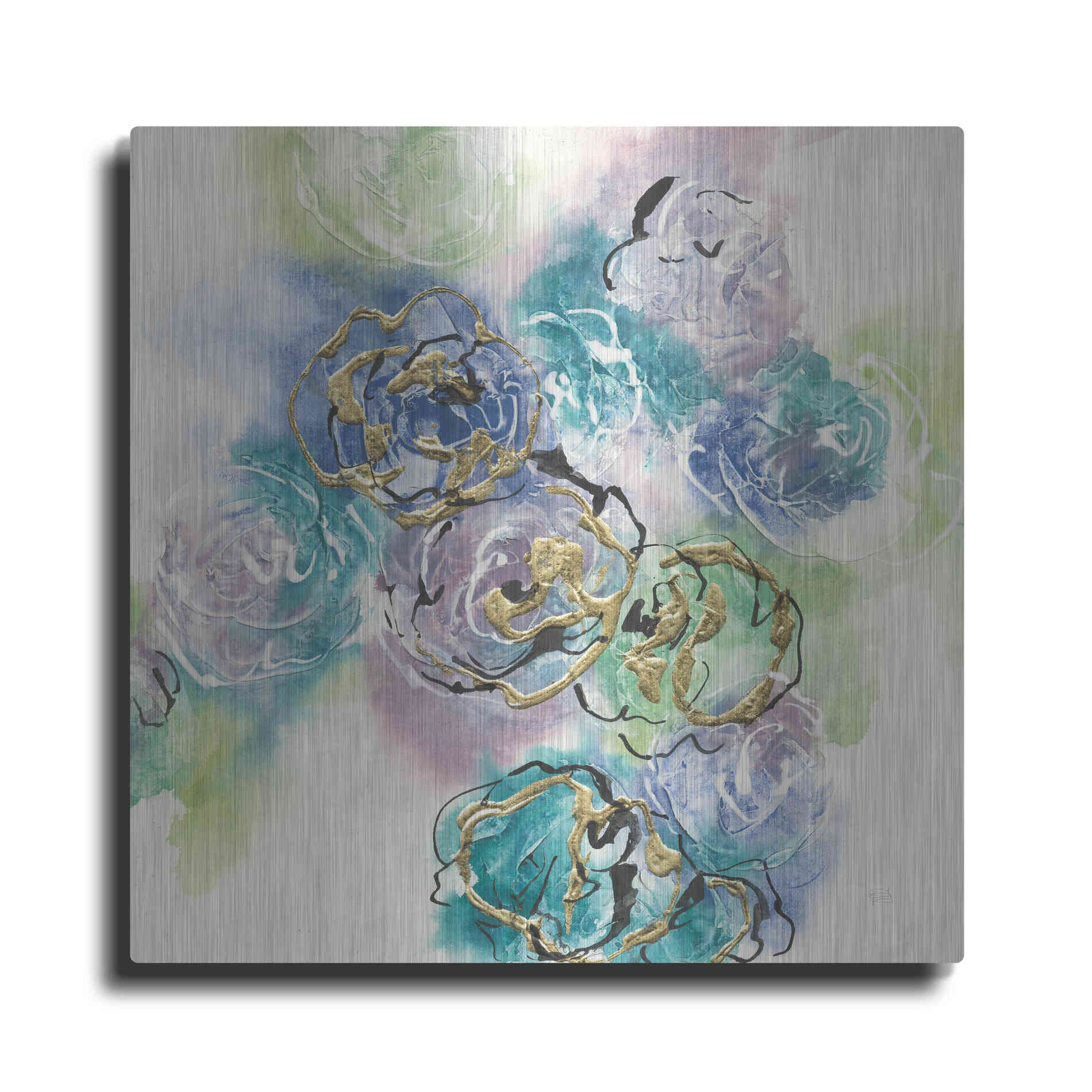 Luxe Metal Art 'Gold Edged Roses II' by Chris Paschke, Metal Wall Art
