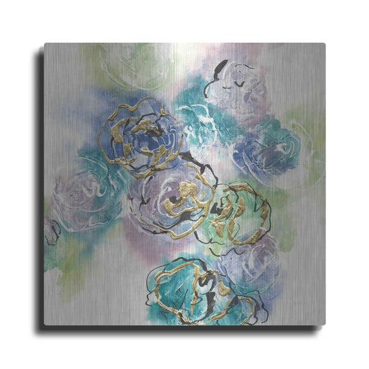 Luxe Metal Art 'Gold Edged Roses II' by Chris Paschke, Metal Wall Art