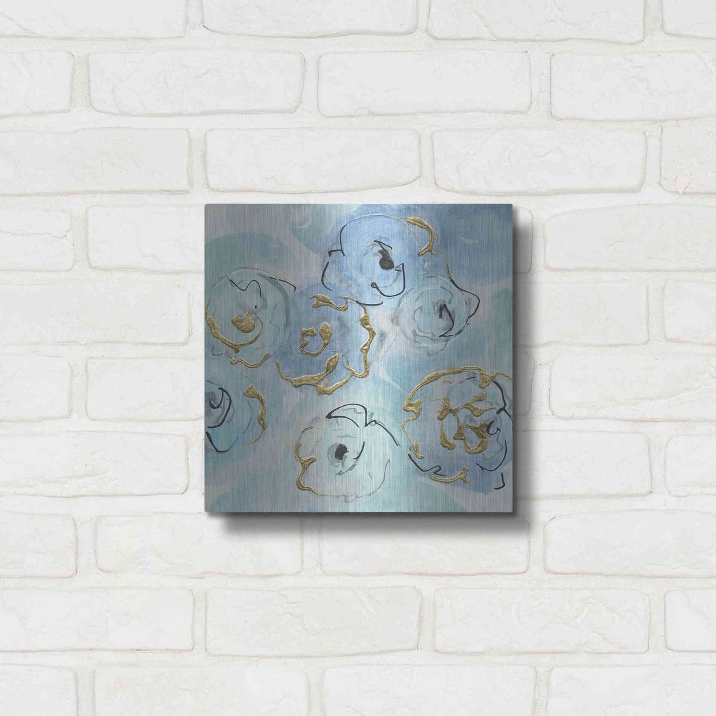 Luxe Metal Art 'Gold Edged Teal II' by Chris Paschke, Metal Wall Art,12x12