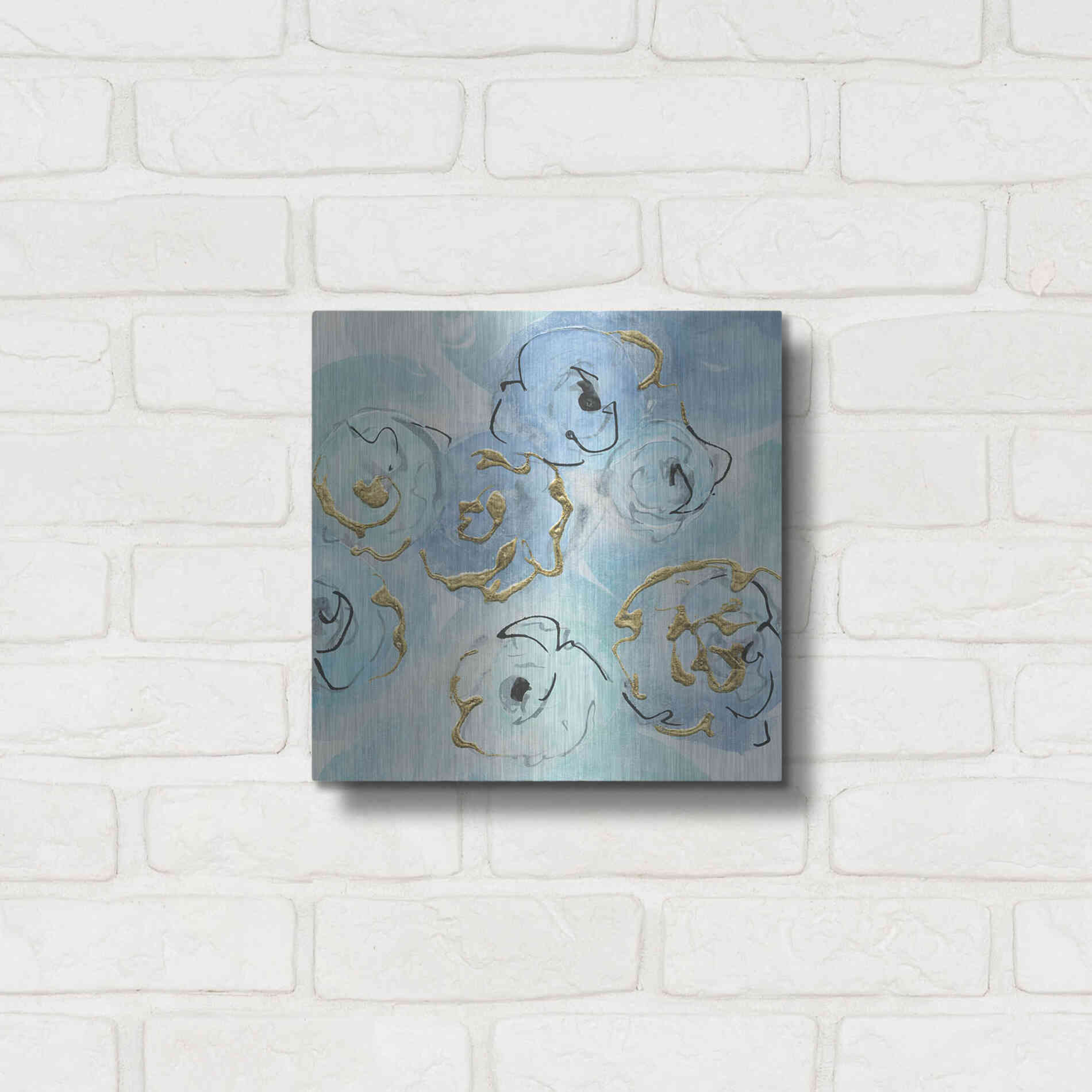 Luxe Metal Art 'Gold Edged Teal II' by Chris Paschke, Metal Wall Art,12x12