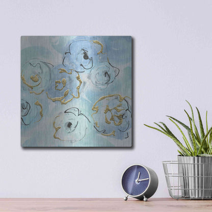 Luxe Metal Art 'Gold Edged Teal II' by Chris Paschke, Metal Wall Art,12x12