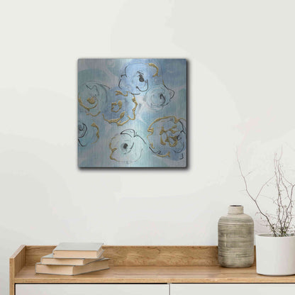 Luxe Metal Art 'Gold Edged Teal II' by Chris Paschke, Metal Wall Art,12x12