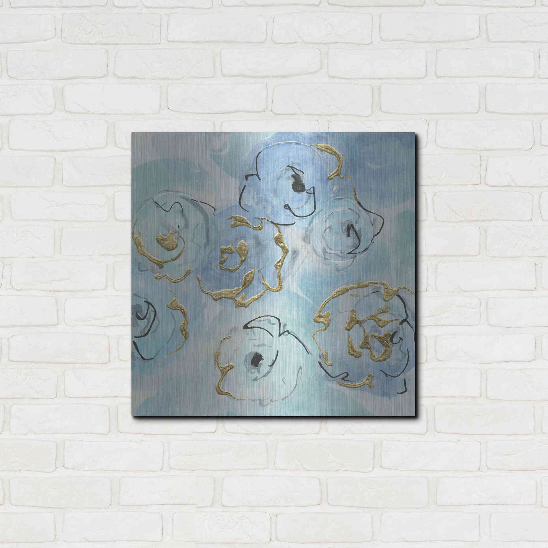 Luxe Metal Art 'Gold Edged Teal II' by Chris Paschke, Metal Wall Art,24x24