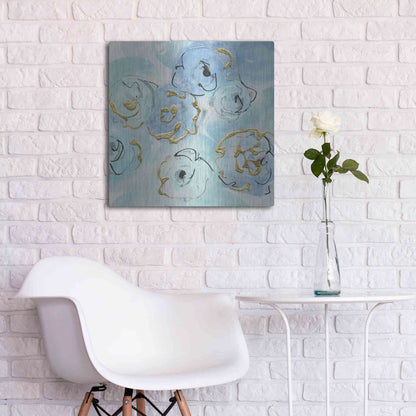 Luxe Metal Art 'Gold Edged Teal II' by Chris Paschke, Metal Wall Art,24x24