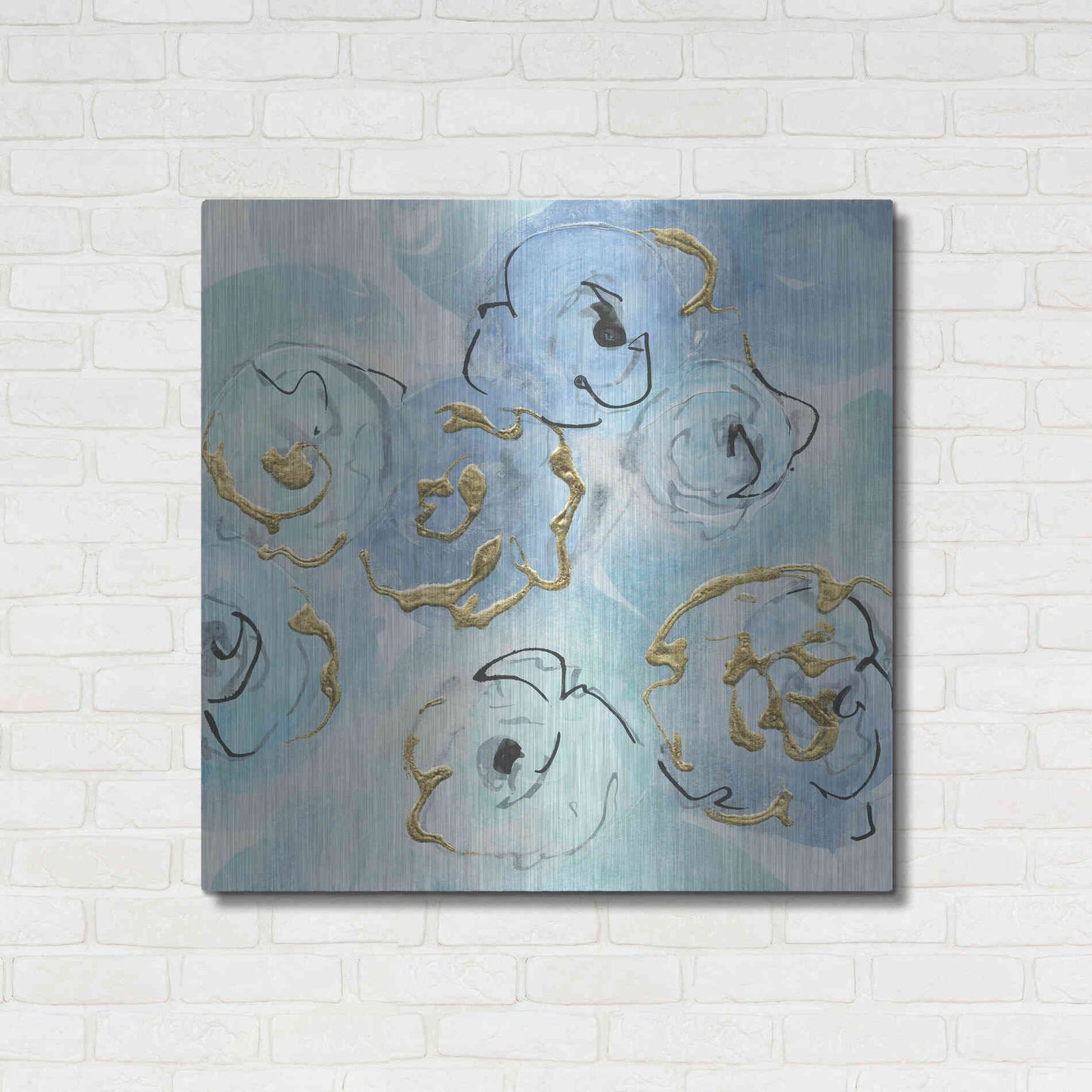Luxe Metal Art 'Gold Edged Teal II' by Chris Paschke, Metal Wall Art,36x36
