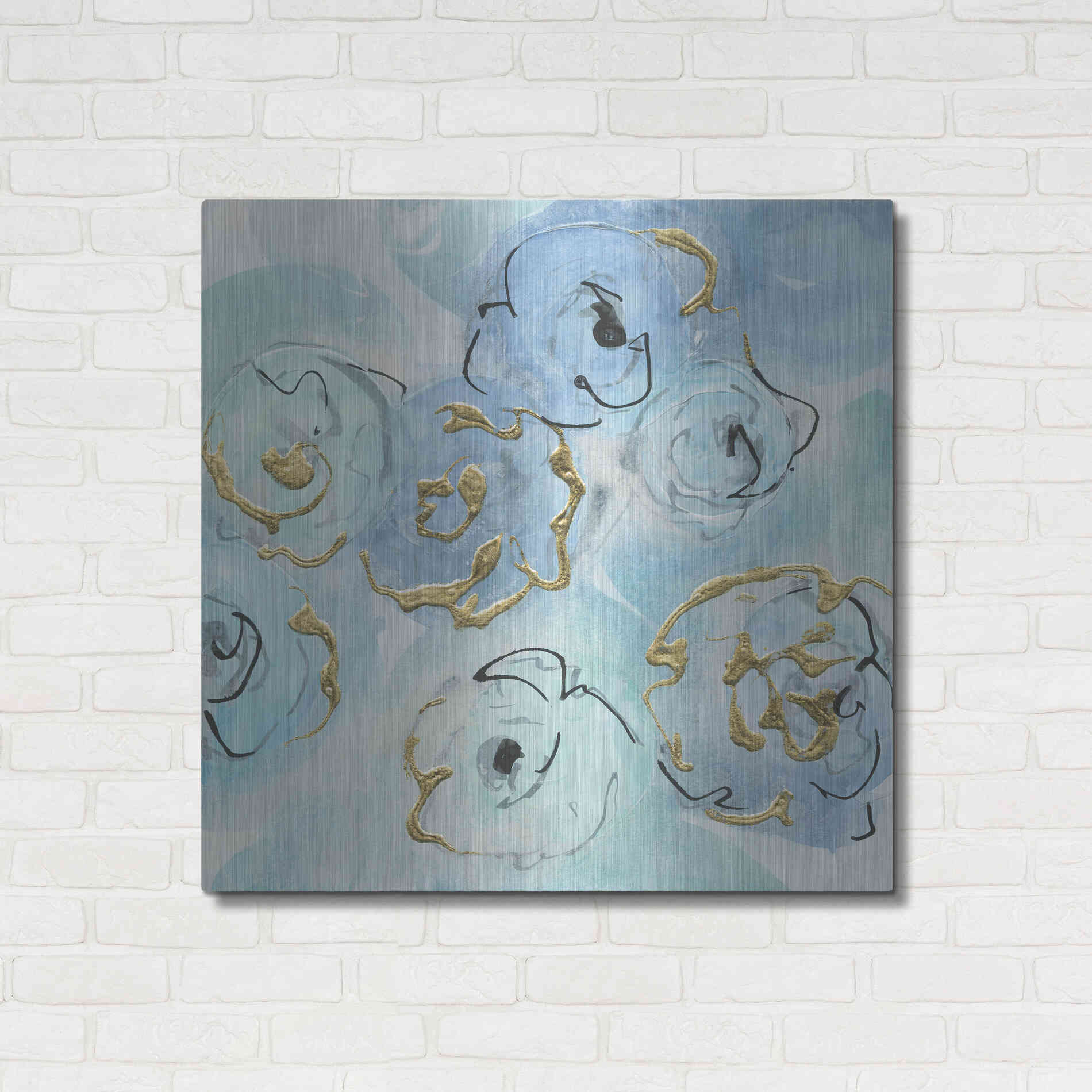 Luxe Metal Art 'Gold Edged Teal II' by Chris Paschke, Metal Wall Art,36x36
