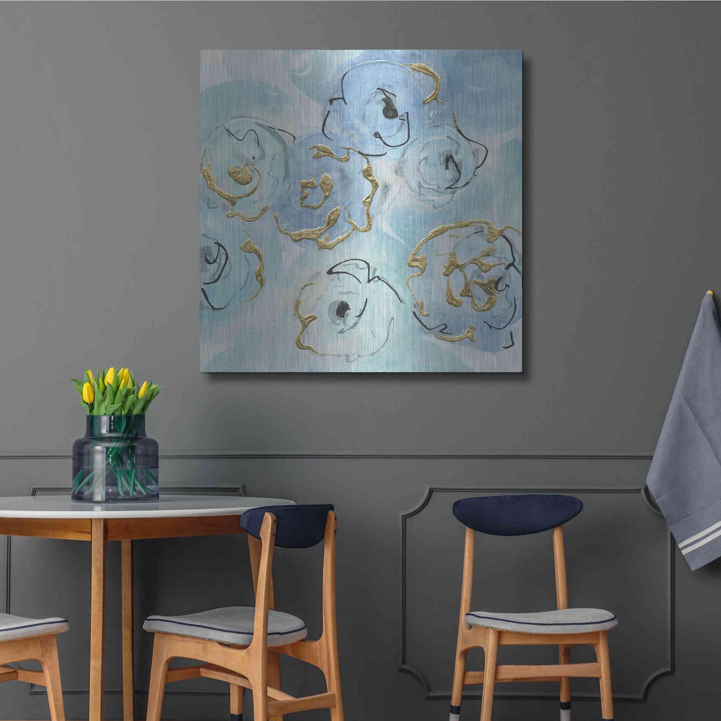 Luxe Metal Art 'Gold Edged Teal II' by Chris Paschke, Metal Wall Art,36x36