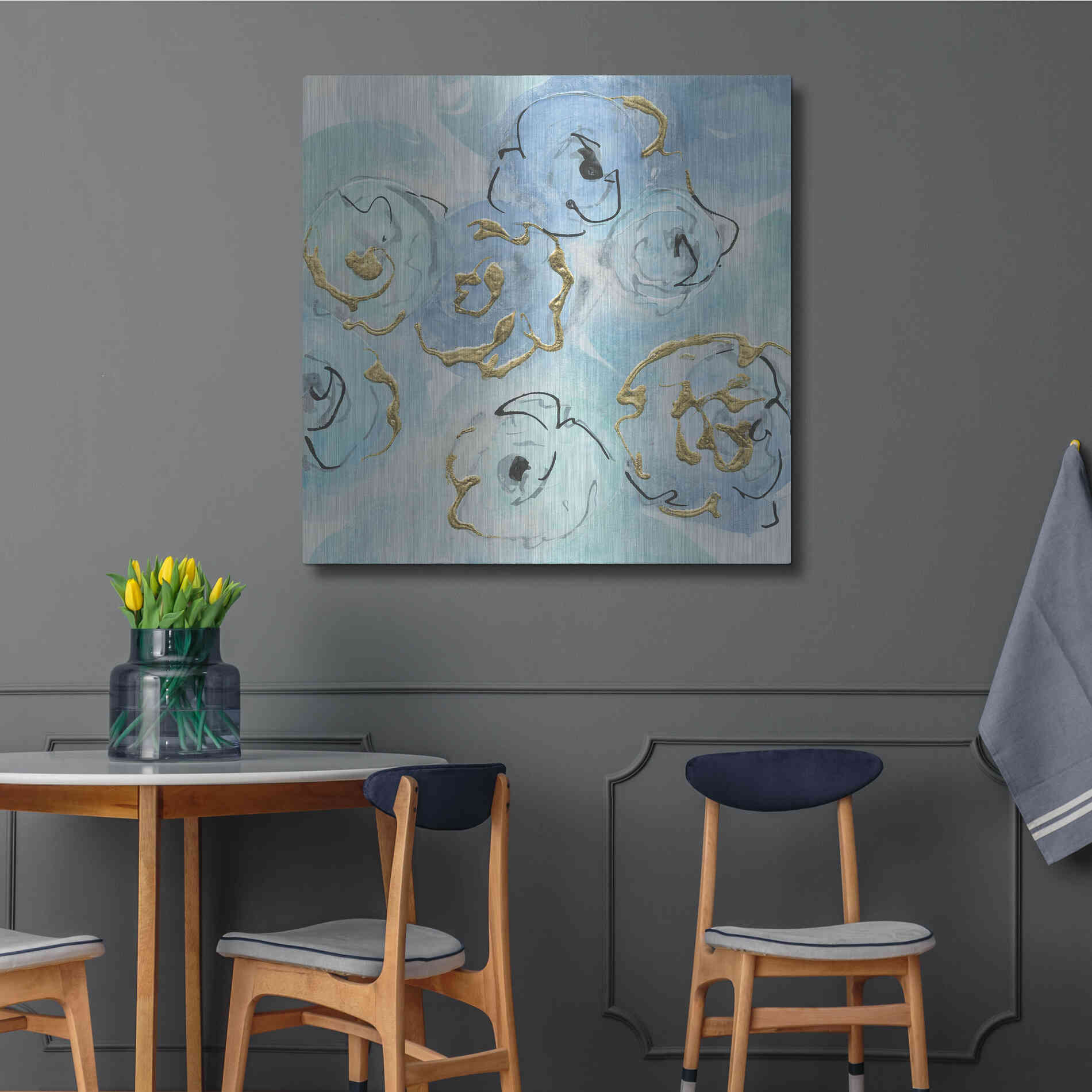 Luxe Metal Art 'Gold Edged Teal II' by Chris Paschke, Metal Wall Art,36x36