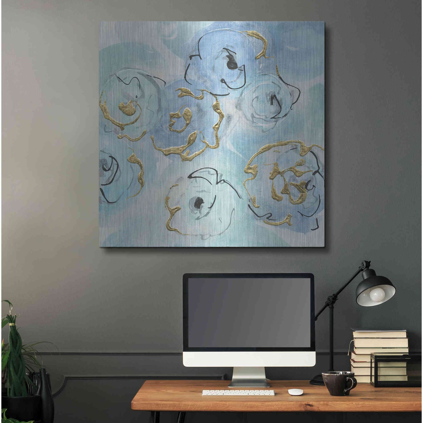 Luxe Metal Art 'Gold Edged Teal II' by Chris Paschke, Metal Wall Art,36x36