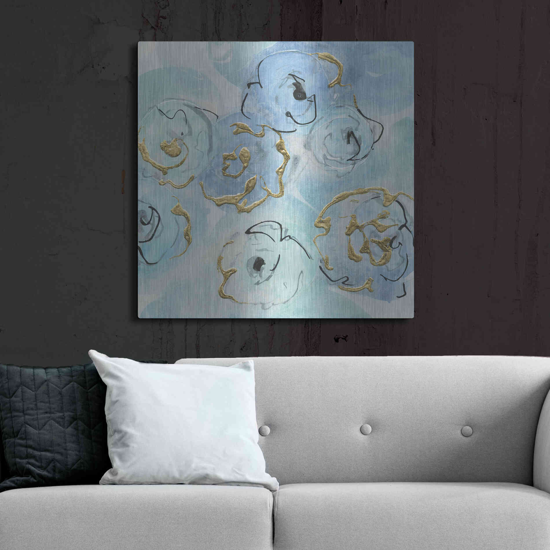 Luxe Metal Art 'Gold Edged Teal II' by Chris Paschke, Metal Wall Art,36x36