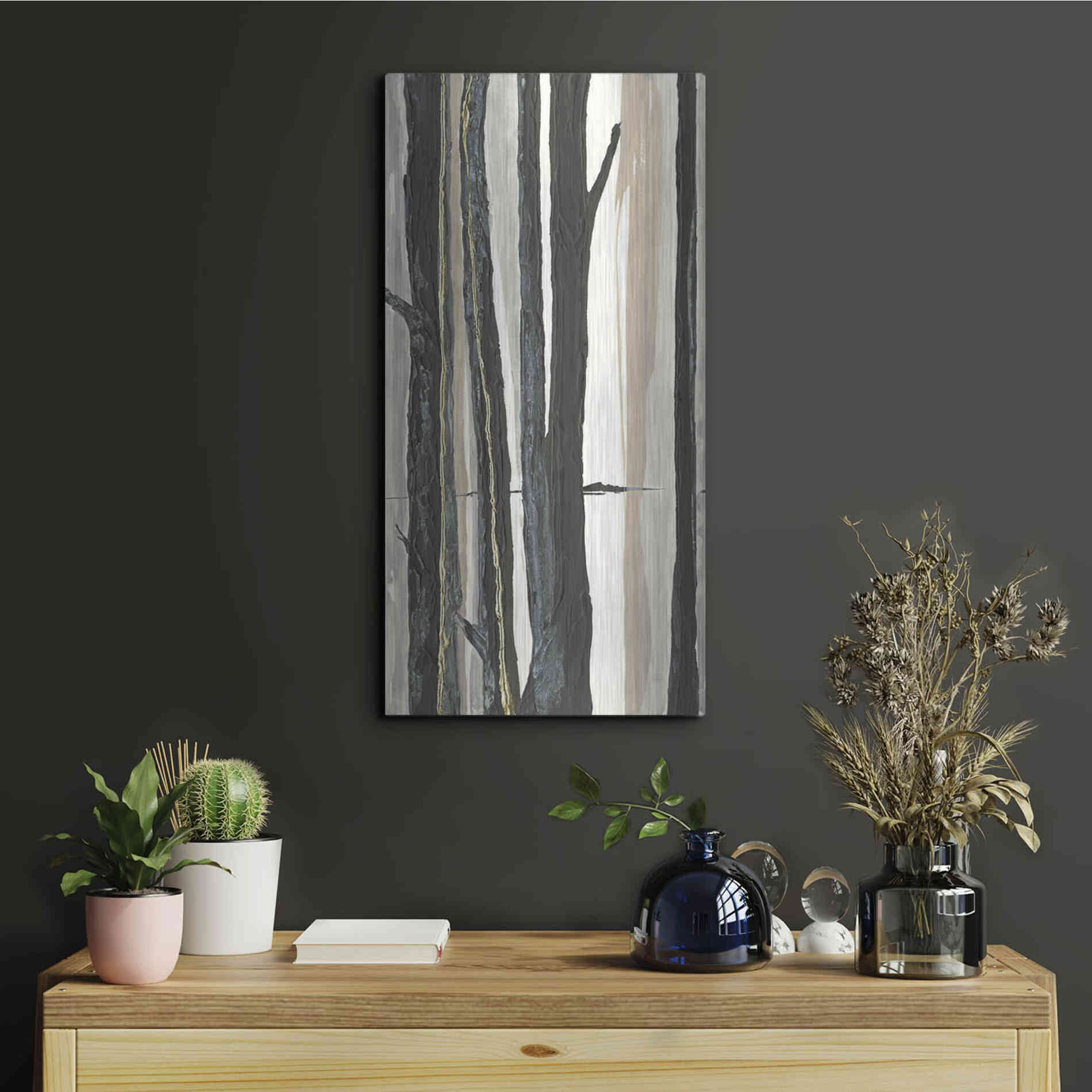 Luxe Metal Art 'Through the Trees I' by Chris Paschke, Metal Wall Art,12x24