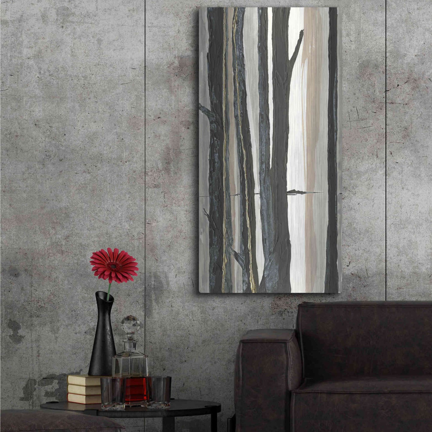 Luxe Metal Art 'Through the Trees I' by Chris Paschke, Metal Wall Art,24x48