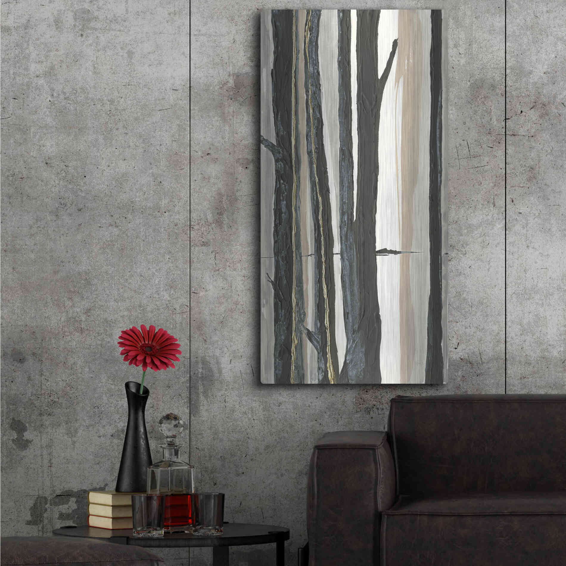 Luxe Metal Art 'Through the Trees I' by Chris Paschke, Metal Wall Art,24x48