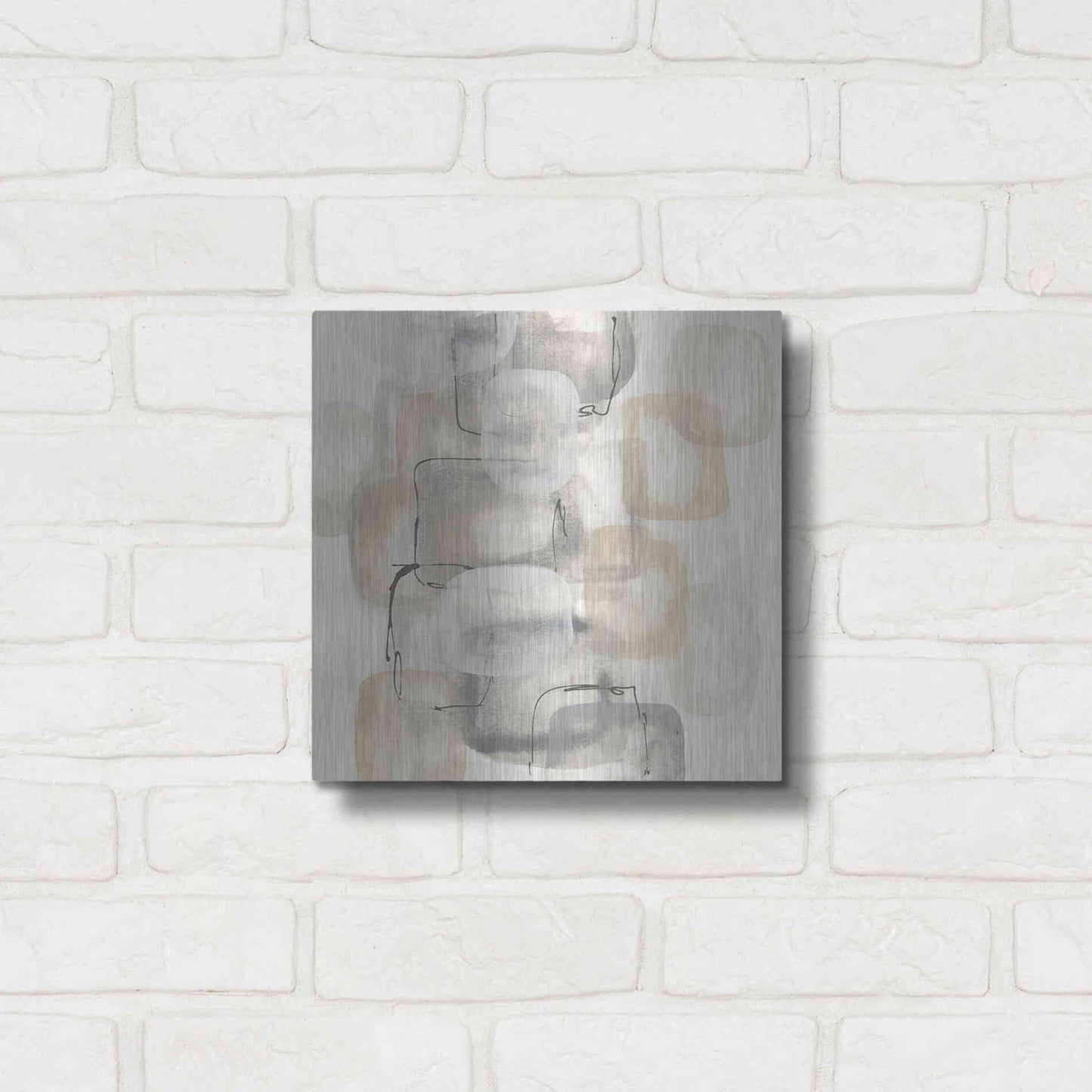 Luxe Metal Art 'Neutral Stacking I' by Chris Paschke, Metal Wall Art,12x12