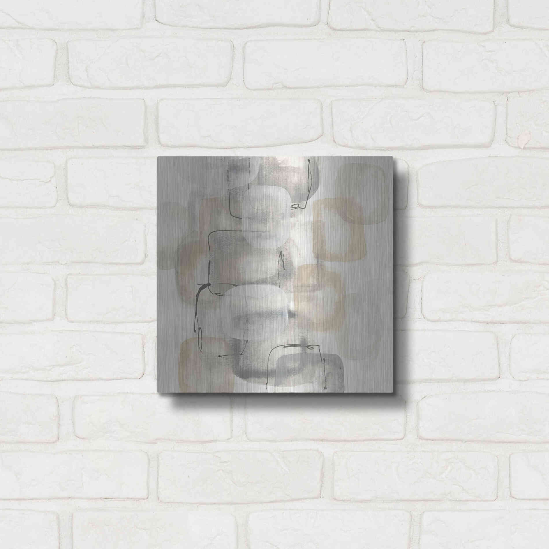 Luxe Metal Art 'Neutral Stacking I' by Chris Paschke, Metal Wall Art,12x12