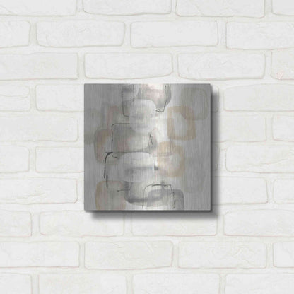 Luxe Metal Art 'Neutral Stacking I' by Chris Paschke, Metal Wall Art,12x12