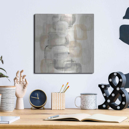 Luxe Metal Art 'Neutral Stacking I' by Chris Paschke, Metal Wall Art,12x12
