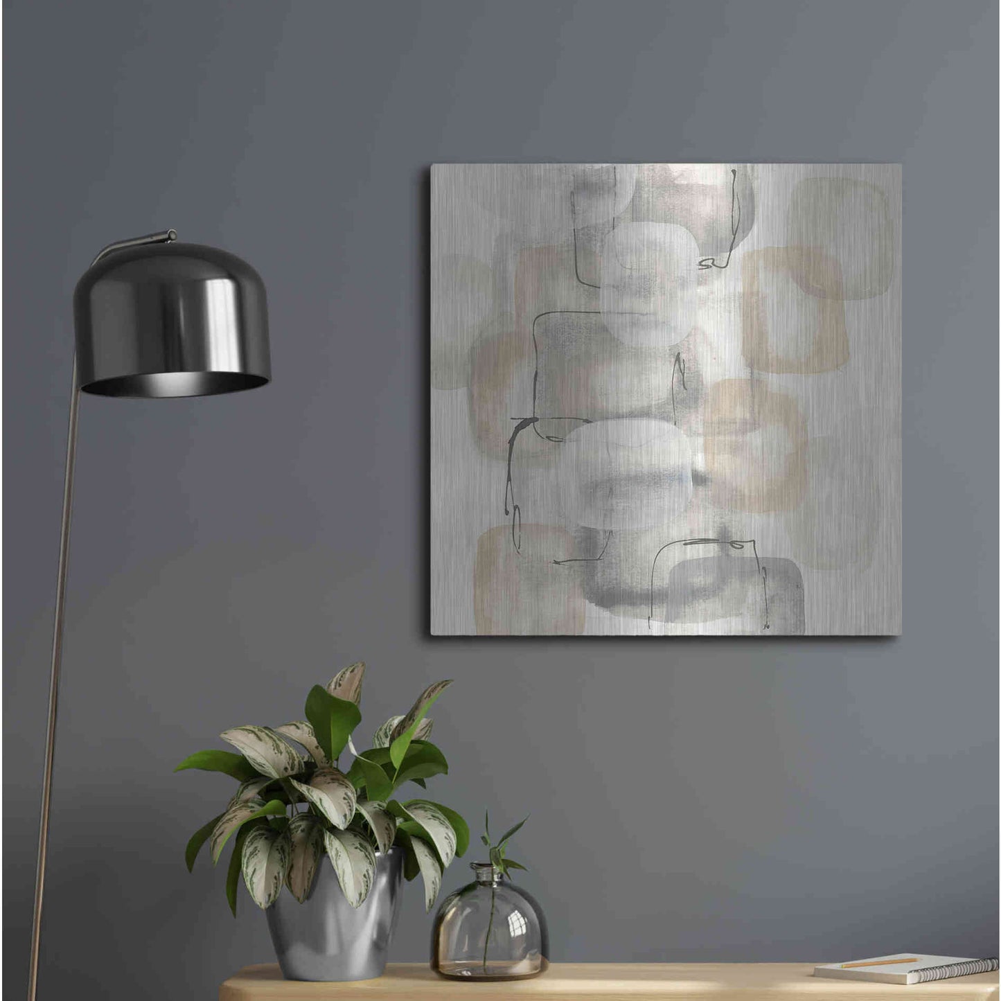 Luxe Metal Art 'Neutral Stacking I' by Chris Paschke, Metal Wall Art,24x24