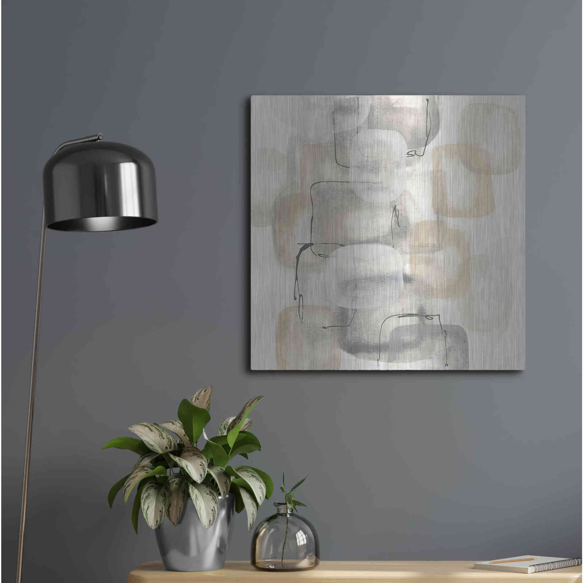 Luxe Metal Art 'Neutral Stacking I' by Chris Paschke, Metal Wall Art,24x24