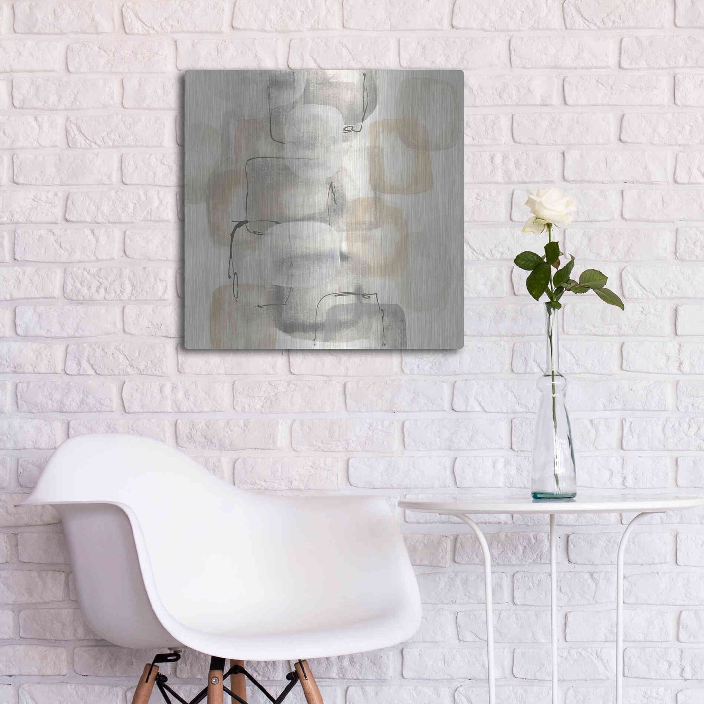 Luxe Metal Art 'Neutral Stacking I' by Chris Paschke, Metal Wall Art,24x24