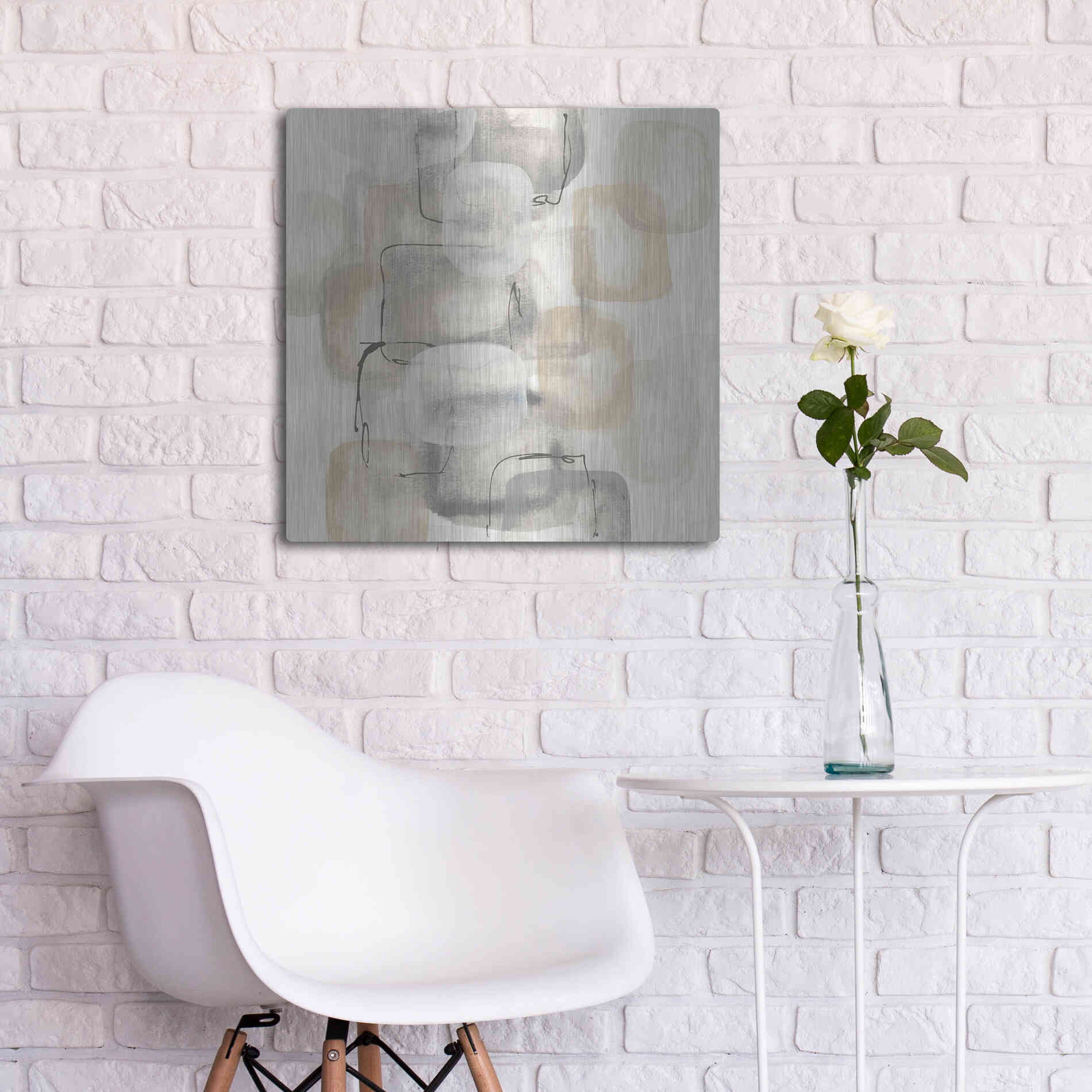 Luxe Metal Art 'Neutral Stacking I' by Chris Paschke, Metal Wall Art,24x24