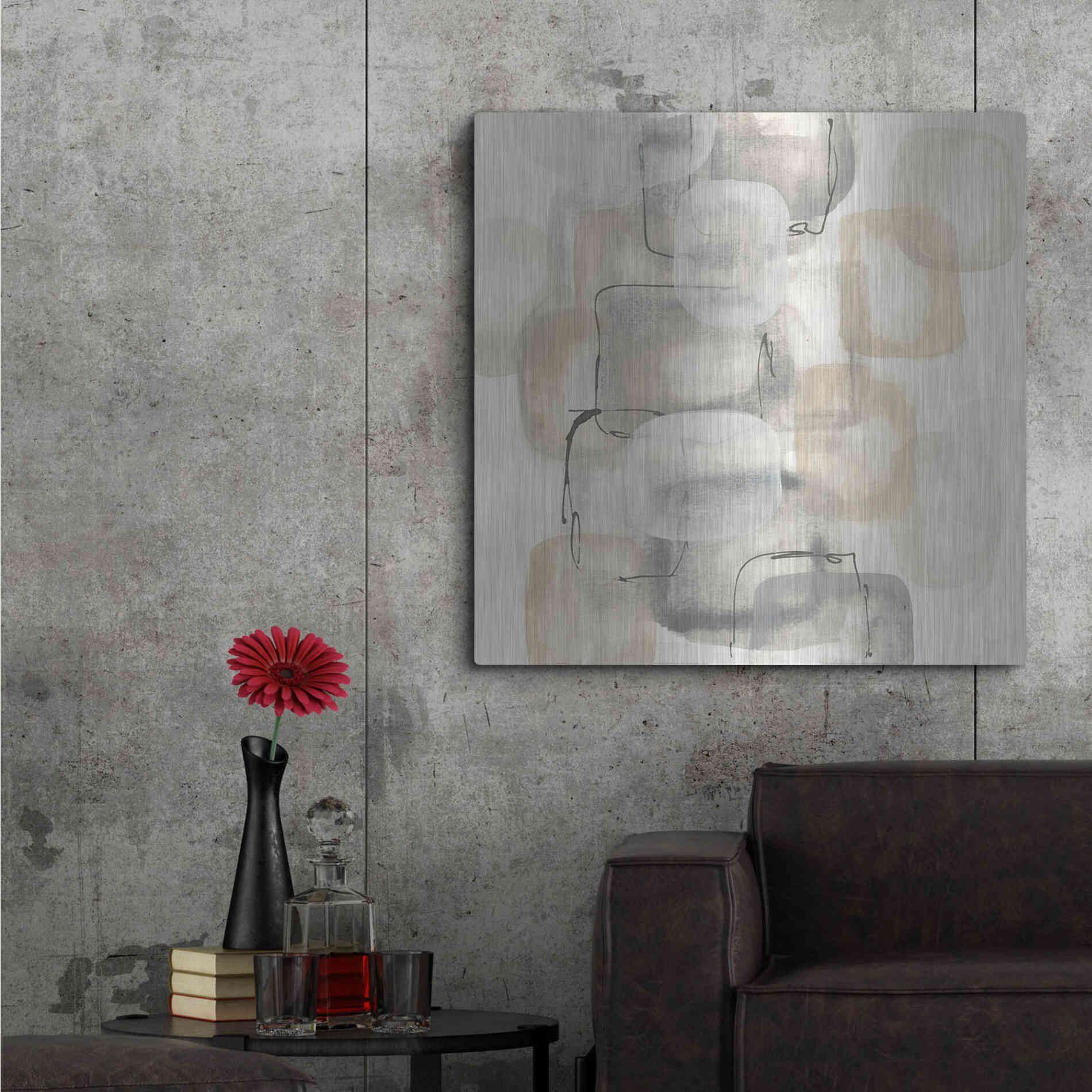 Luxe Metal Art 'Neutral Stacking I' by Chris Paschke, Metal Wall Art,36x36