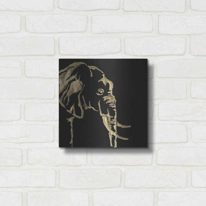 Luxe Metal Art 'Gilded Elephant on Black Pillow' by Chris Paschke, Metal Wall Art,12x12