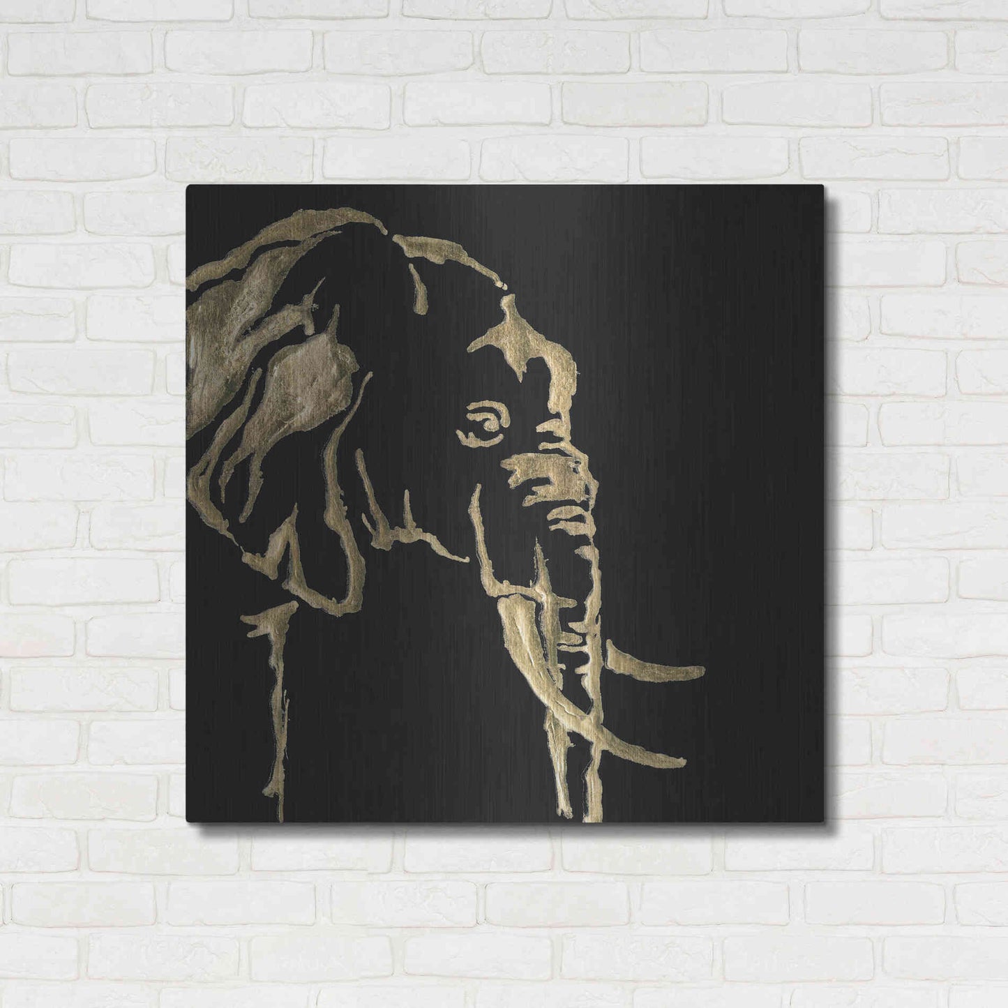 Luxe Metal Art 'Gilded Elephant on Black Pillow' by Chris Paschke, Metal Wall Art,36x36