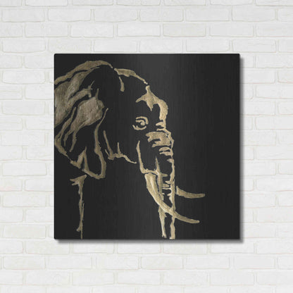 Luxe Metal Art 'Gilded Elephant on Black Pillow' by Chris Paschke, Metal Wall Art,36x36