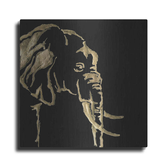 Luxe Metal Art 'Gilded Elephant on Black Pillow' by Chris Paschke, Metal Wall Art