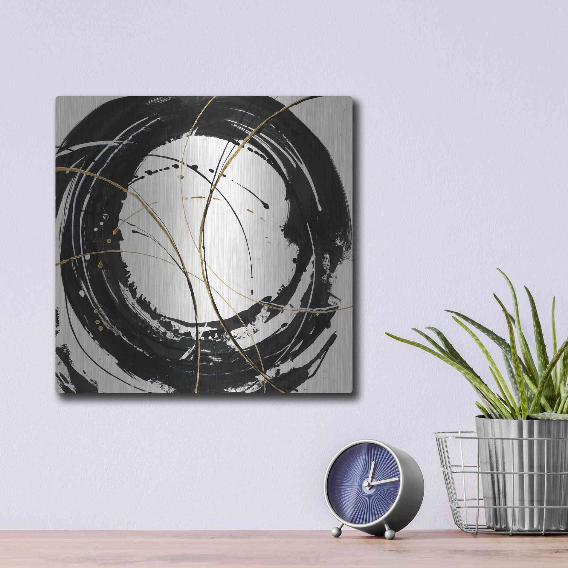 Luxe Metal Art 'Circular Web' by Chris Paschke, Metal Wall Art,12x12