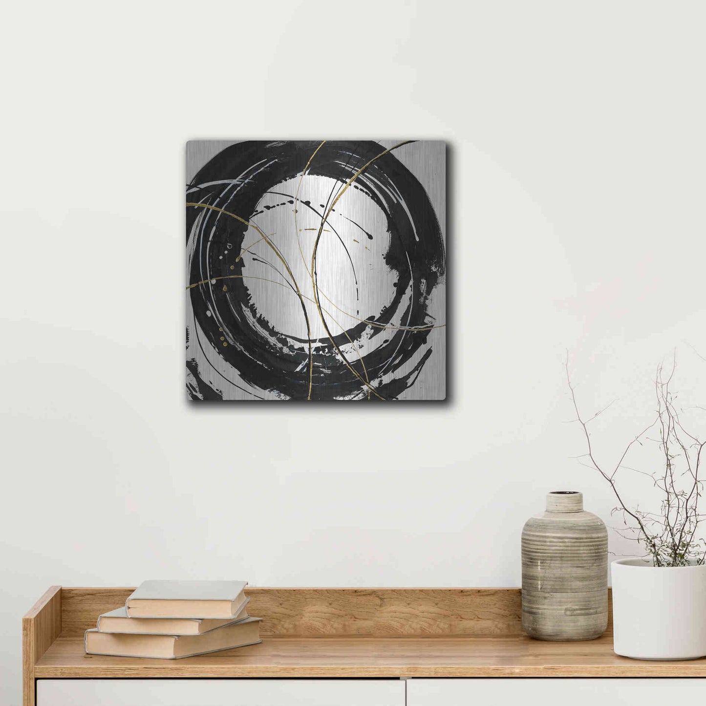 Luxe Metal Art 'Circular Web' by Chris Paschke, Metal Wall Art,12x12