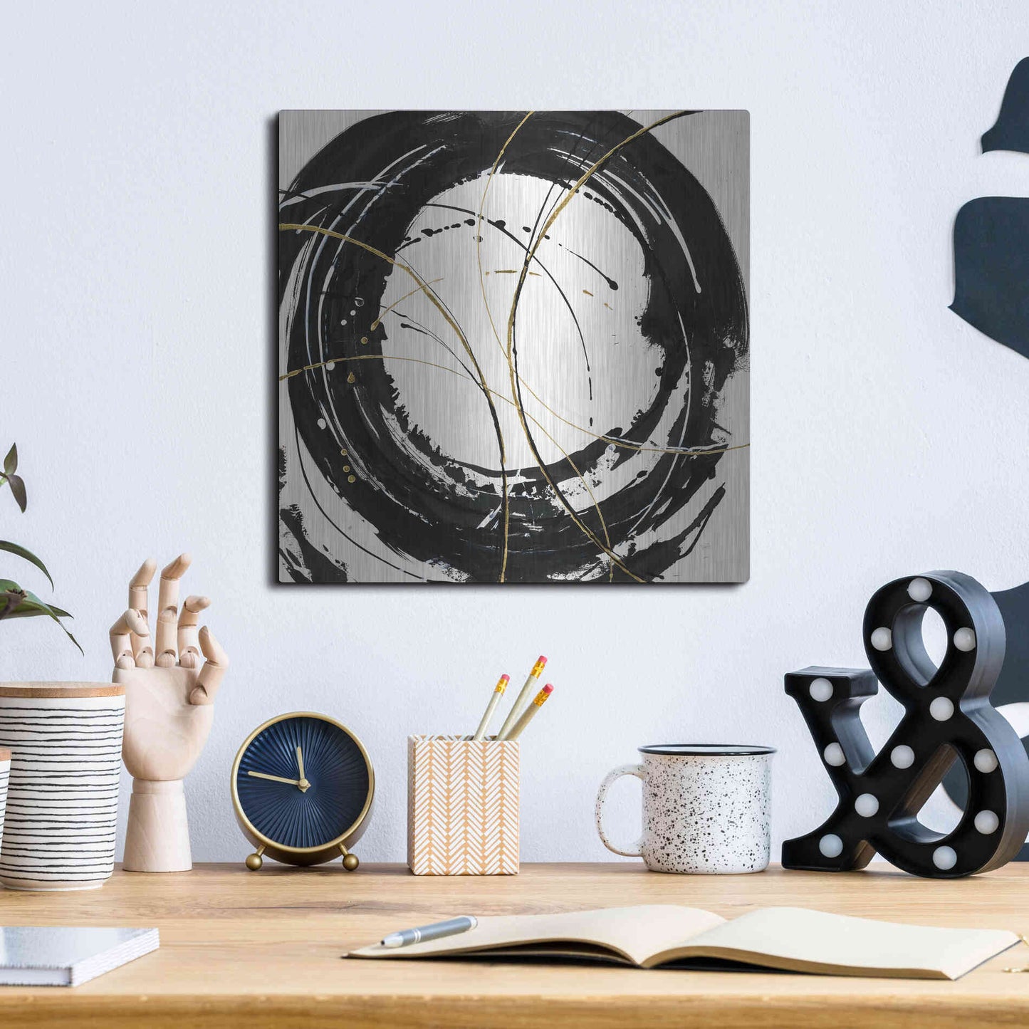 Luxe Metal Art 'Circular Web' by Chris Paschke, Metal Wall Art,12x12