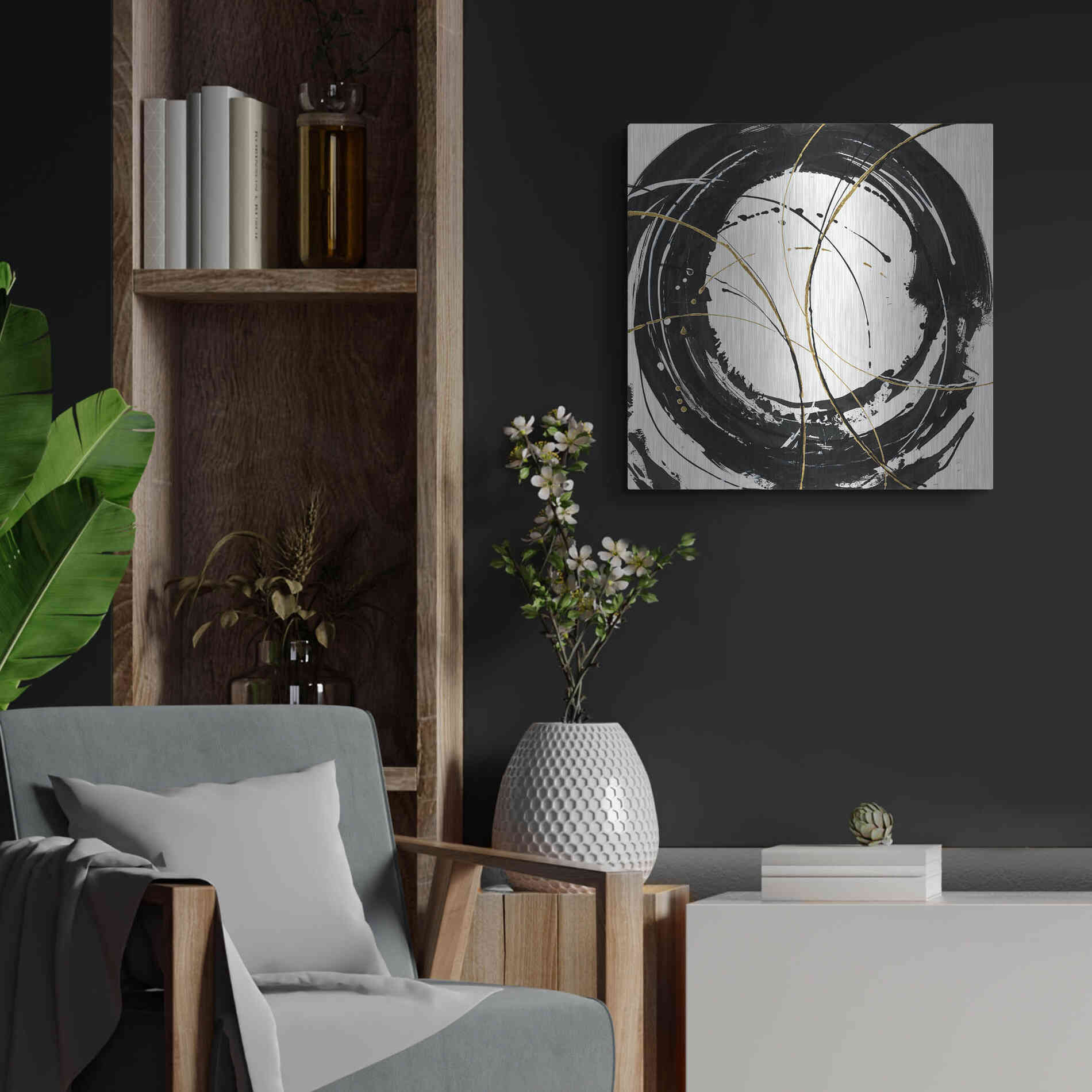 Luxe Metal Art 'Circular Web' by Chris Paschke, Metal Wall Art,24x24