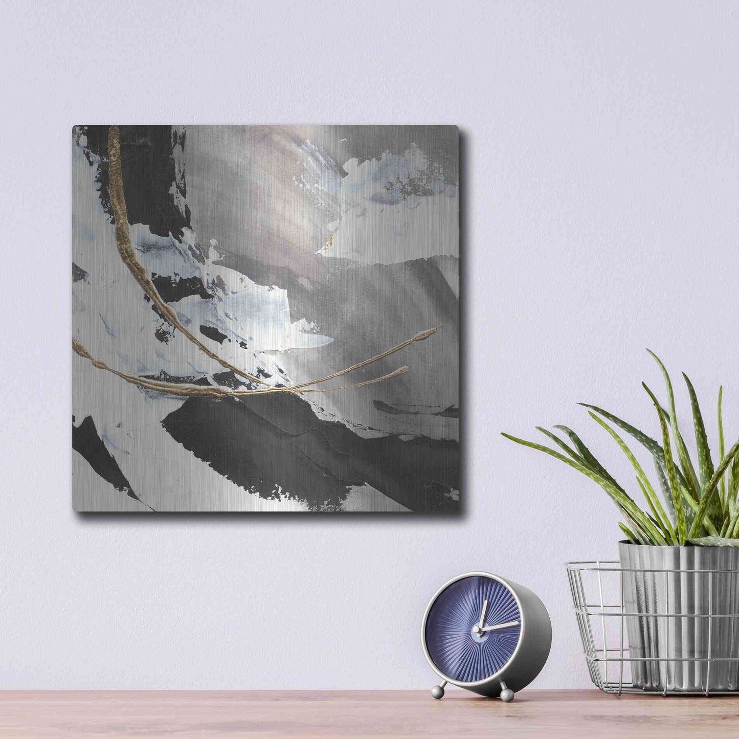 Luxe Metal Art 'Gilded Arcs I' by Chris Paschke, Metal Wall Art,12x12